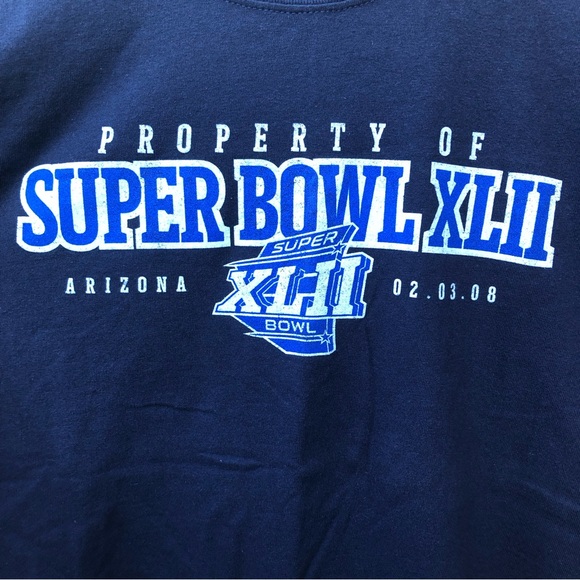 NFL Property of Super Bowl XLII Giants v Patriots Shirt - Navy Blue Preshrunk XL - Picture 3 of 7